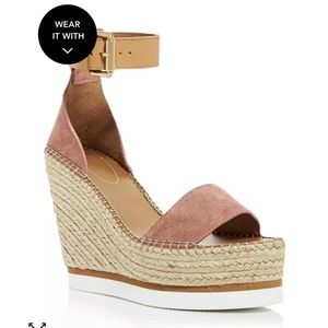See by Chloe Glyn Espadrille Platform Wedge Ankle Strap Sandal